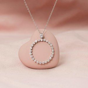 Circle Crystal Necklace, Mothers Of The Bride Gift, Mother Daughter Necklace